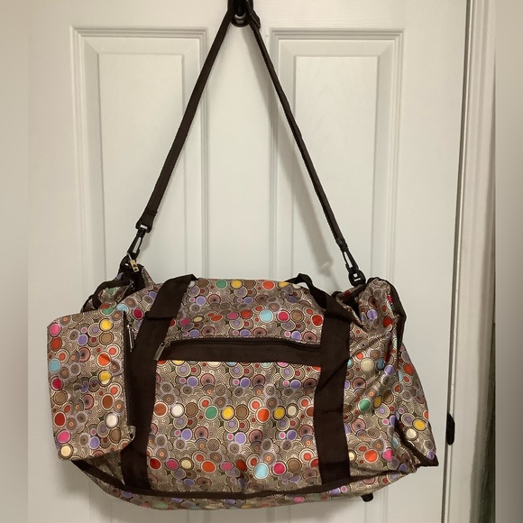 Braciano Vinyl Tote Bag. Multicolor, Brown.  Preowned EUC - Picture 1 of 9
